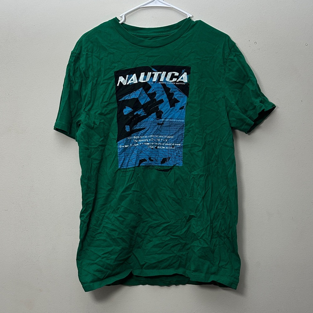 Nautica Men's Green and Blue Graphic Tee